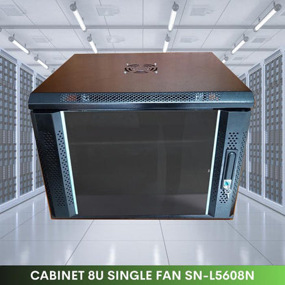 Wallmount Rack Server 8U SINORACK - Pintu Kaca, Kapasitas Beban 60kg