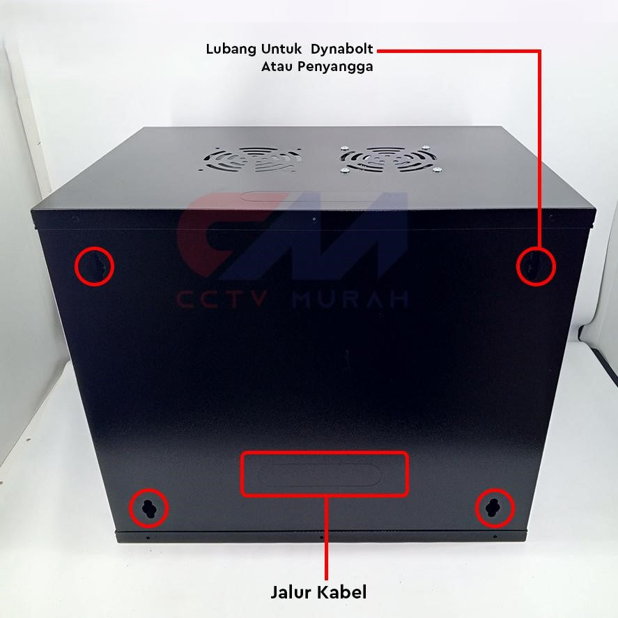 Wallmount Rack Server 9U SINORACK - Pintu Kaca Tempered Glass & Dual Fan